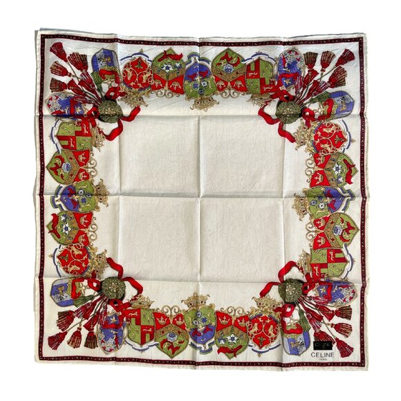 Celine Paris Cotton Scarf – Heraldic Tassel Design – NWT - Picture 2 of 10